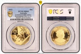 2022 50C Commonwealth Games Birmingham Gilt-CuNi MS69