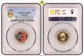 2021 $2 50th Ann Aboriginal Flag Colorized MS65