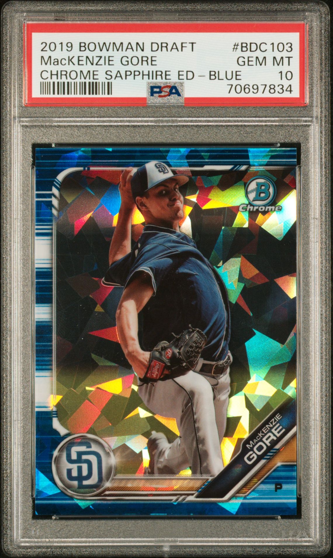 2019 Bowman Draft Bowman Draft Chrome Sapphire Edition #BDC103 Mackenzie Gore front