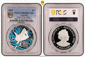 2022 $5 Great White Shark Colorized PR69DCAM