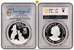 2023-P $1 Year of the Rabbit Ag PR70DCAM