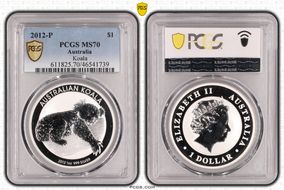 2012-P $1 Koala Ag MS70