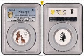 2023-P 25C Year of the Rabbit-Colorized ANDA Sydney Money Expo MS70