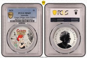 2021 $1 Ginger Meggs Arms Folded MS69