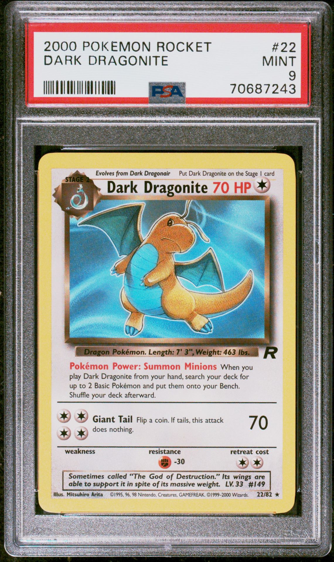 2000 Pokemon Rocket Dark Dragonite #22 Mint 9 front