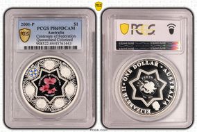 2001-P $1 Centenary of Federation Queensland Colorized PR69DCAM
