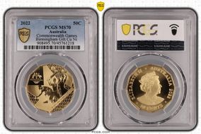 2022 50C Commonwealth Games Birmingham Gilt-CuNi MS70