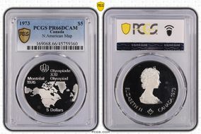 1973 $5 North American Map PR66DCAM