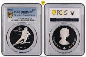 1985 $20 Olympics - Alpine Skiing PR66DCAM