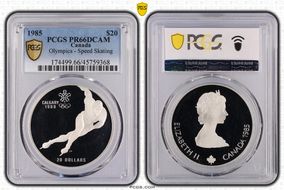 1985 $20 Olympics - Speed Skating PR66DCAM