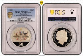 2001 50C Centenary of Federation Colorized PR70DCAM