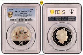 2001 50C Centenary of Federation Colorized PR69DCAM