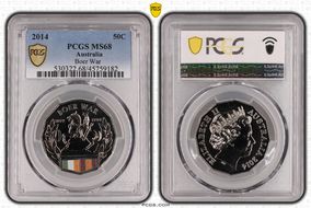 2014 50C Boer War Colorized MS68