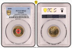 2018 $2 Armistice Centenary Colorized MS64