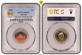 2021 $2 50th Ann Aboriginal Flag Colorized MS67