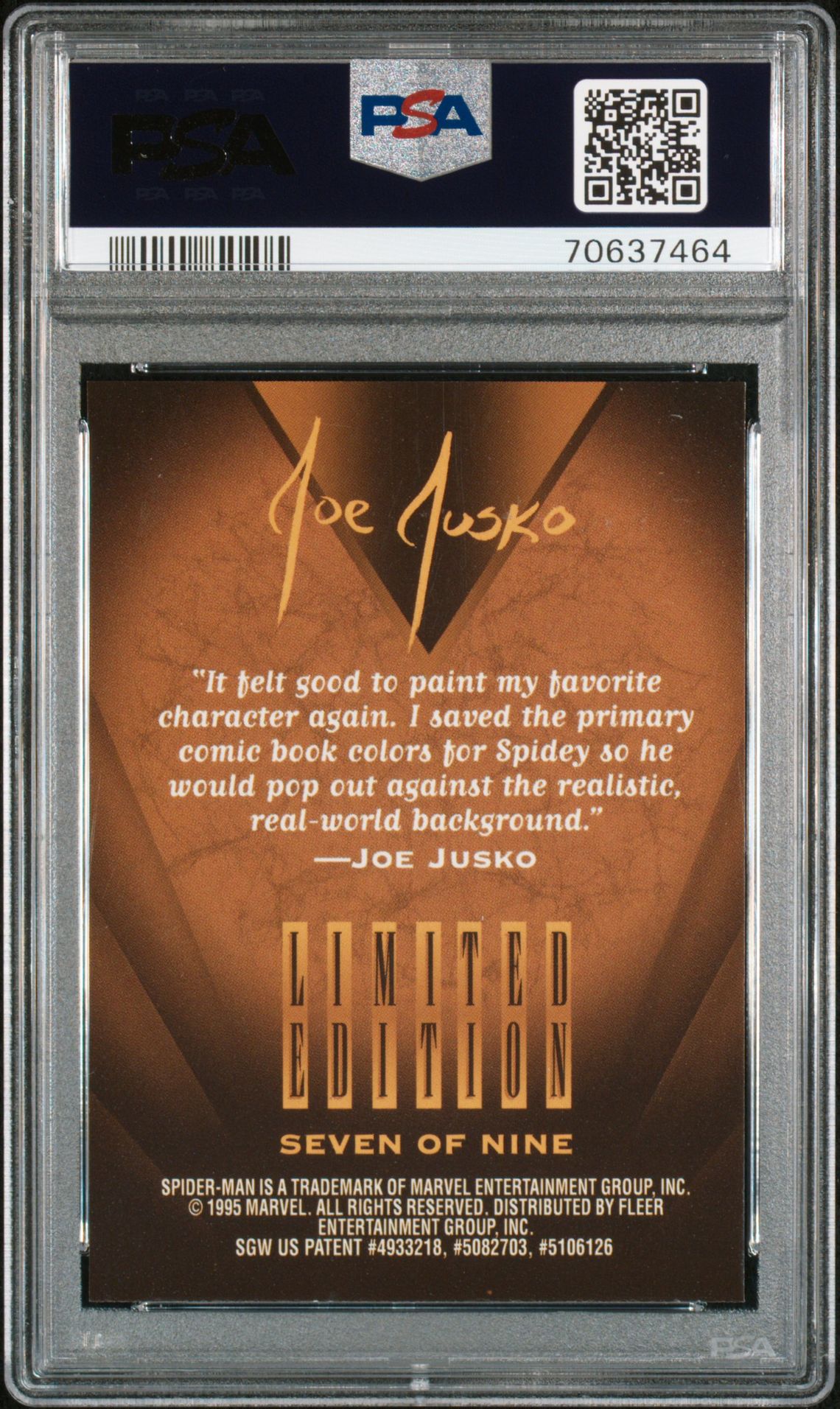 1995 Ultra Spider-Man Golden Web Spider-Man #7 (Golden Web) Mint 9 back