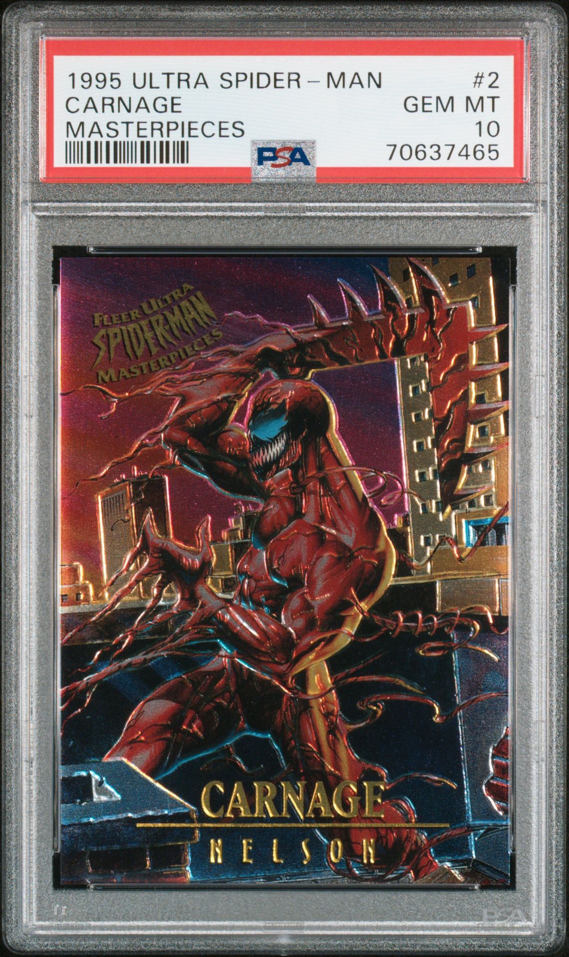 1995 Ultra Spider-Man Masterpieces Carnage #2 (Masterpieces) Gem Mt 10 front