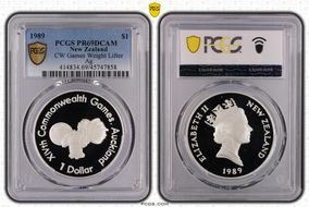 1989 $1 CW Games Weight Lifter Ag PR69DCAM