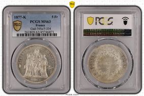 1877-K 5 Fr Gad-745a F-334 MS63