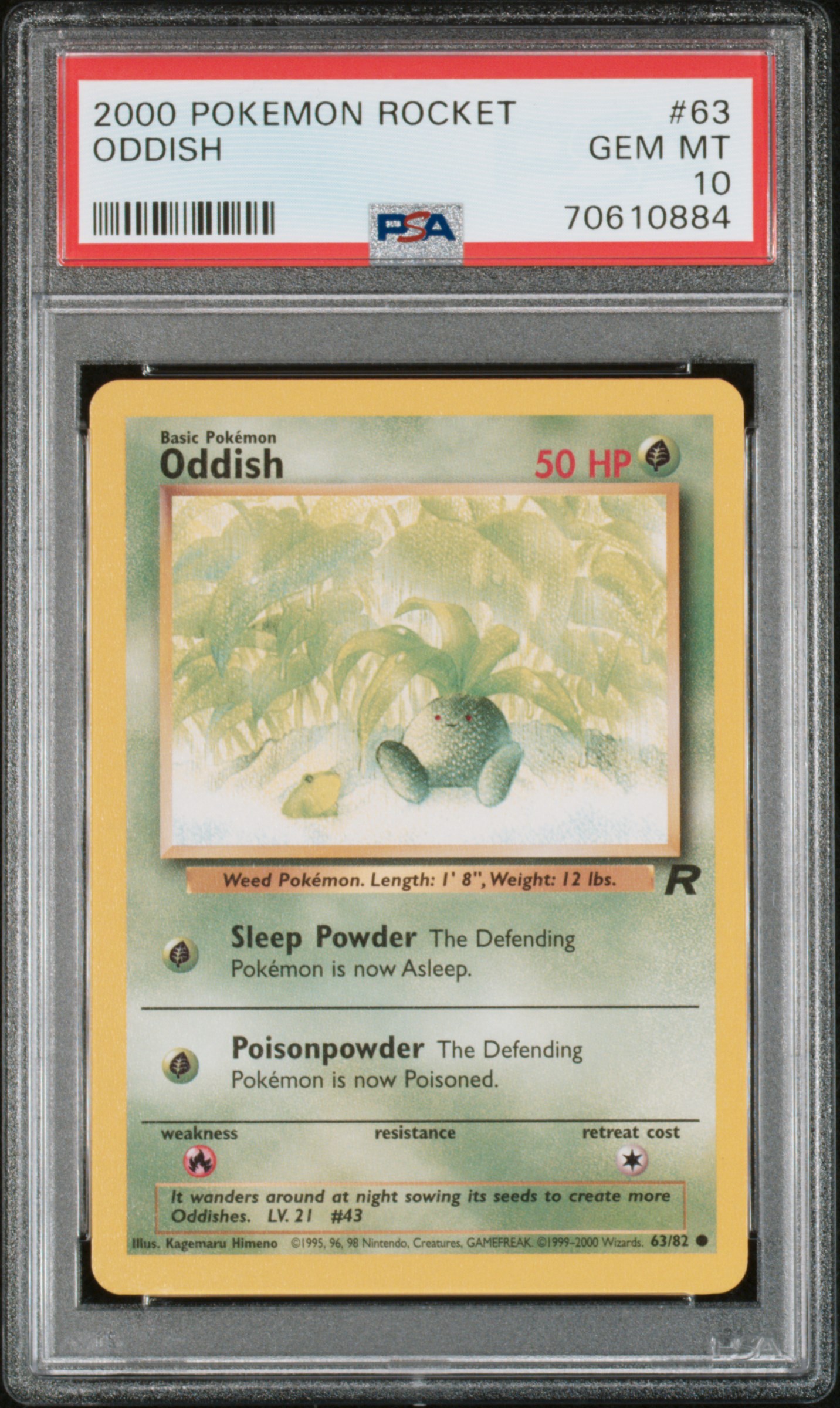 2000 Pokemon Team Rocket #63 Oddish – PSA GEM MT 10