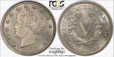 1883 5C No CENTS MS65