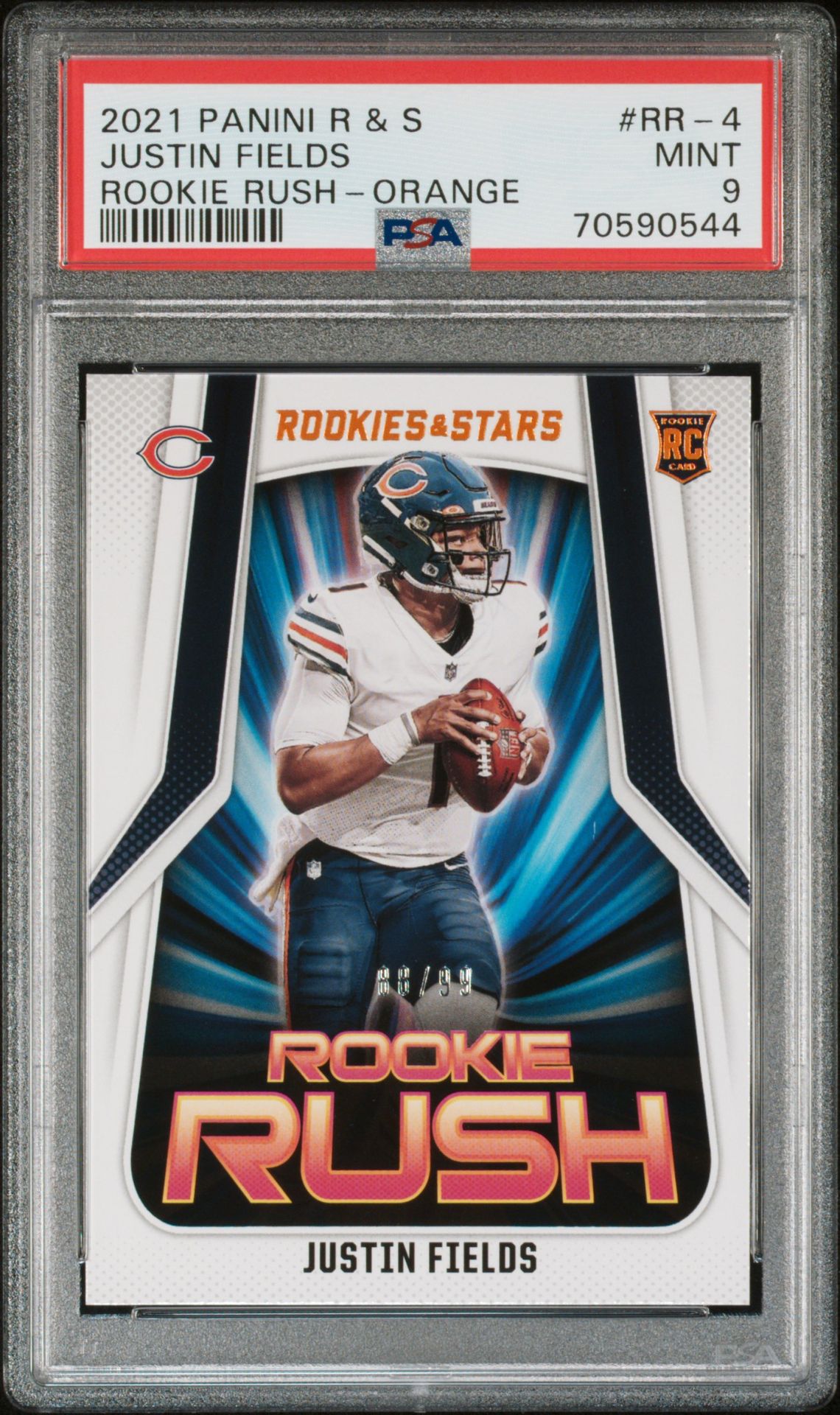 2021 Panini PANINI ROOKIES & STARS ROOKIE RUSH ORANGE #RR-4 Justin Fields front