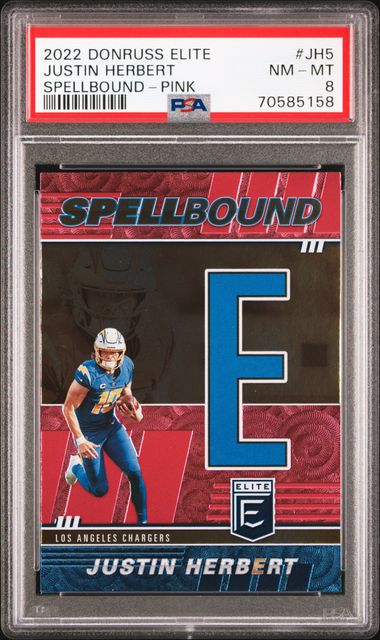 2022 Panini Donruss Elite Spellbound Pink #SB-JH5 Justin Herbert