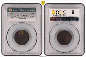 1670s NJ 1/4P Saint Patrick, Martin 1c.17-Ca.14 VG10BN