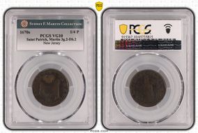1670s NJ 1/4P Saint Patrick, Martin 3g.2-Db.2 VG10BN