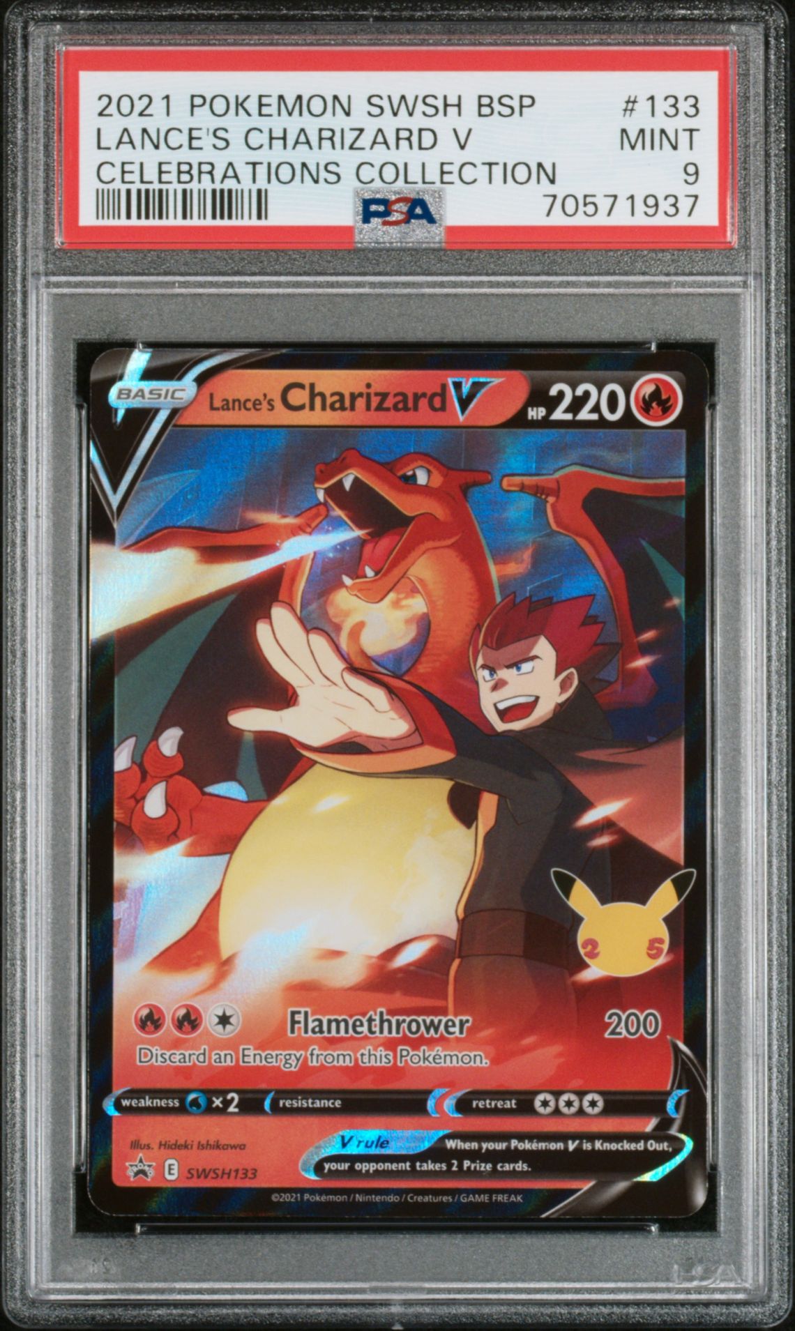 2021 Pokemon POKEMON SWSH BLACK STAR PROMO CELEBRATIONS COLLECTION #133 Lance's Charizard V front