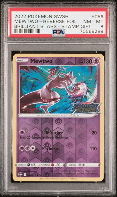 mewtwo pokemon card brilliant stars - 056/172 - Rare - Reverse Holo Colorless Artist Mewtwo Brilliant Stars Pokemon Card