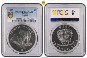 1975 $5 Elephant PR64CAM