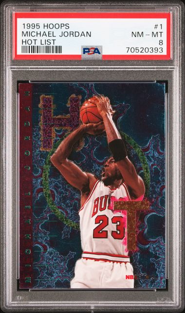 1995-96 SkyBox Hoops Hot List #1 Michael Jordan – PSA NM-MT 8 on