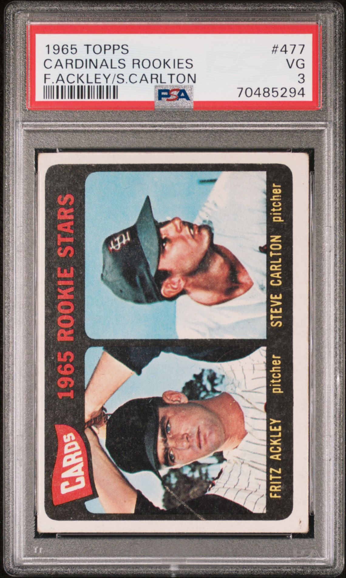 1965 Topps Cardinals Rookies #477 (F.ackley/S.carlton) Vg 3 front