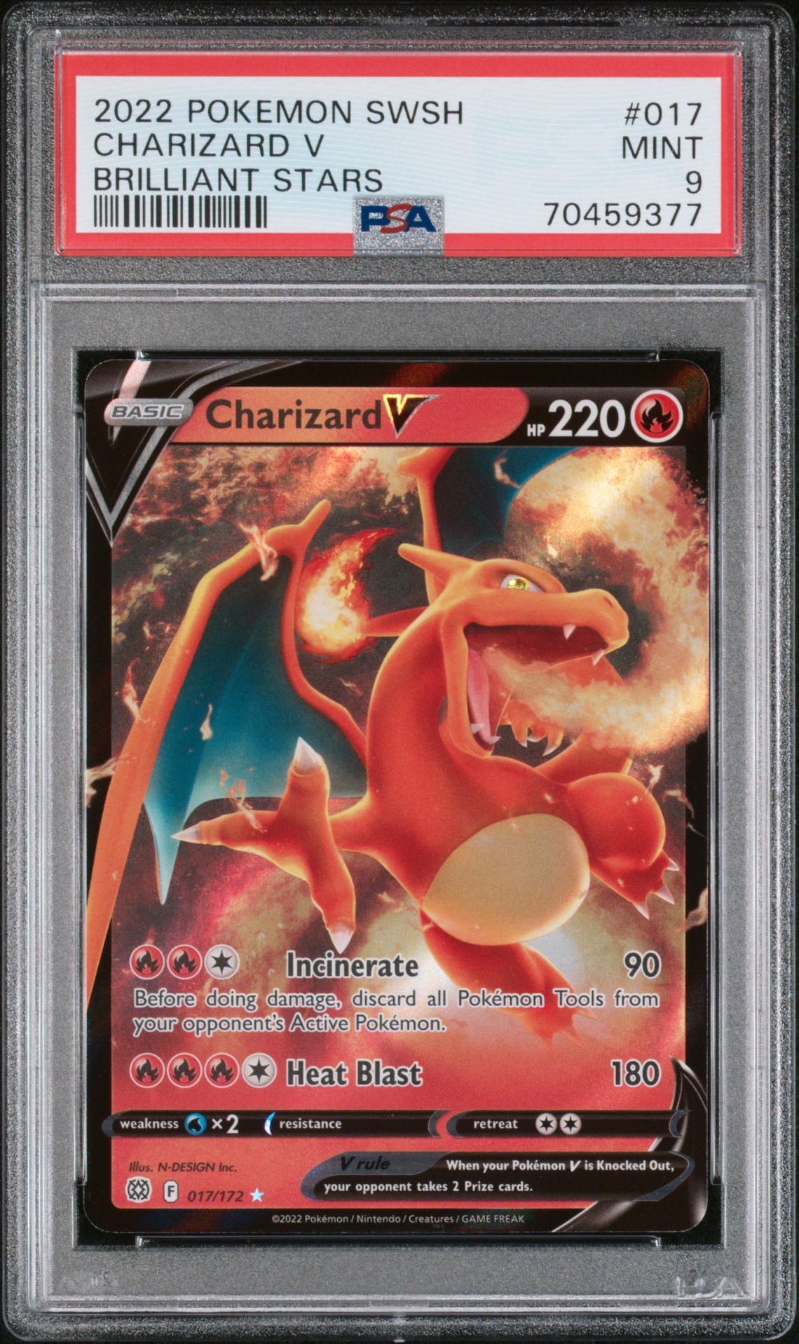 2022 Pokemon Sword & Shield Brilliant Stars Charizard V #017 (Brilliant Stars) Mint 9 front