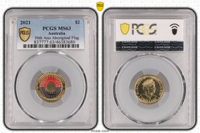 2021 $2 50th Ann Aboriginal Flag Colorized MS63