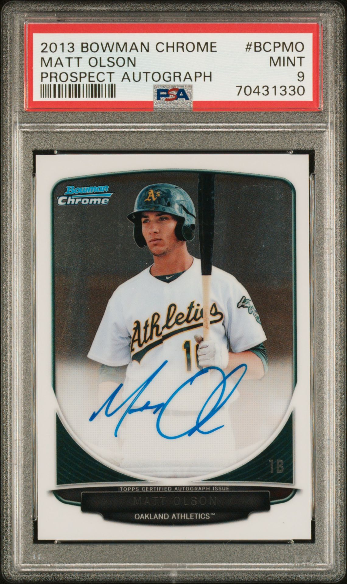 2013 Bowman BOWMAN CHROME PROSPECT AUTOGRAPH #BCPMO Matt Olson front