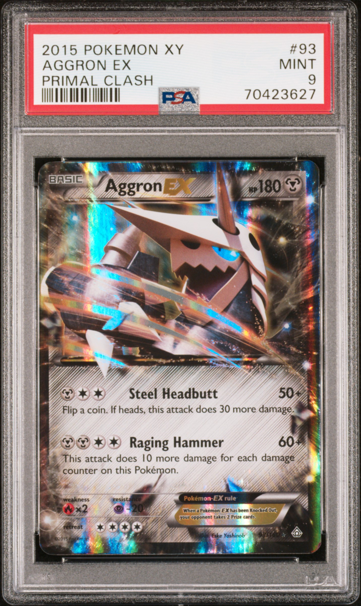 2015 Pokemon Xy Primal Clash #93 Aggron Ex PSA 9