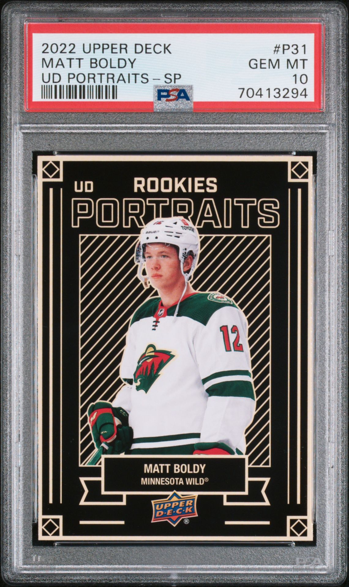 2022 Upper Deck UPPER DECK UD PORTRAITS SP #P31 Matt Boldy front