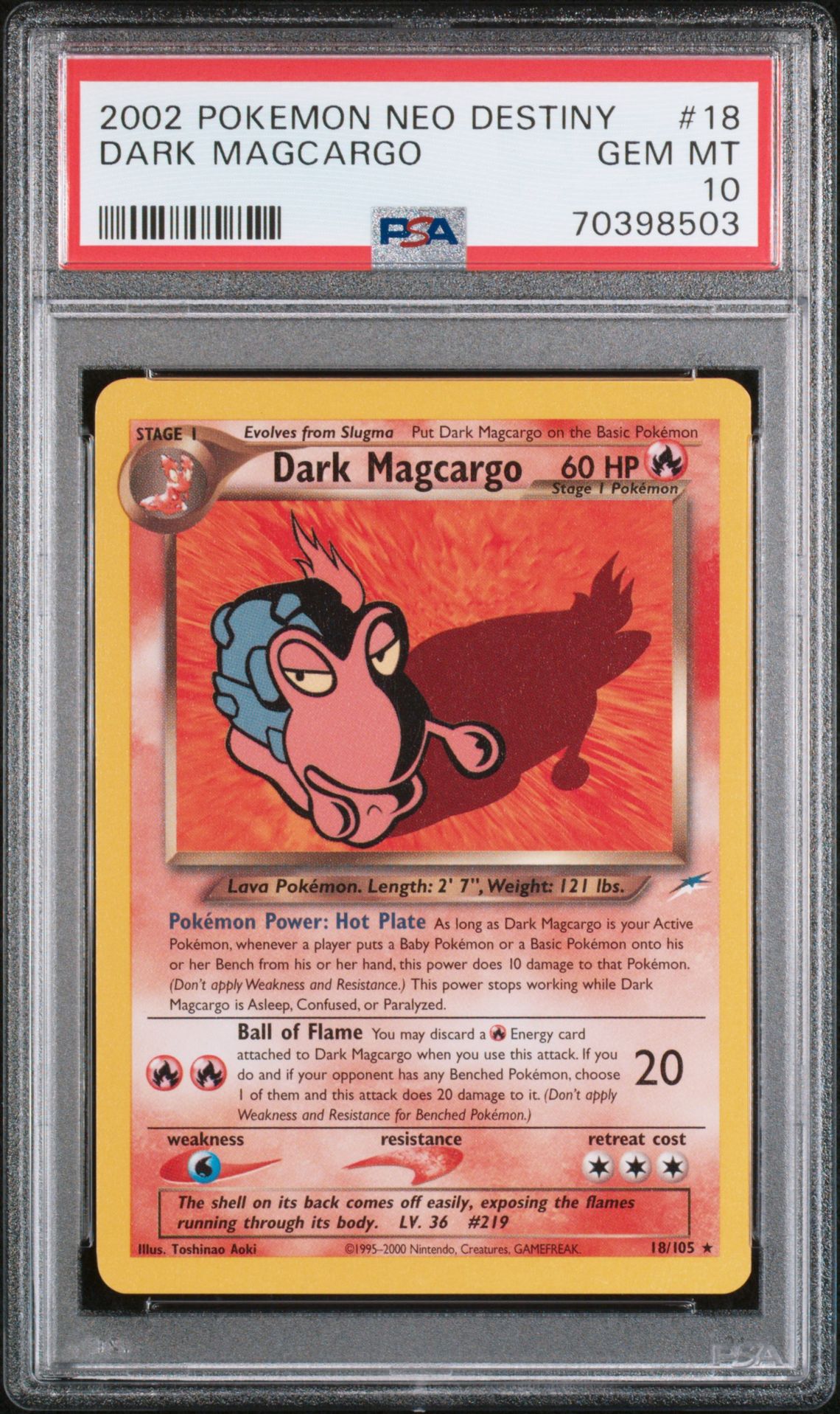 2002 Pokemon POKEMON NEO DESTINY Holo #18 Dark Magcargo front