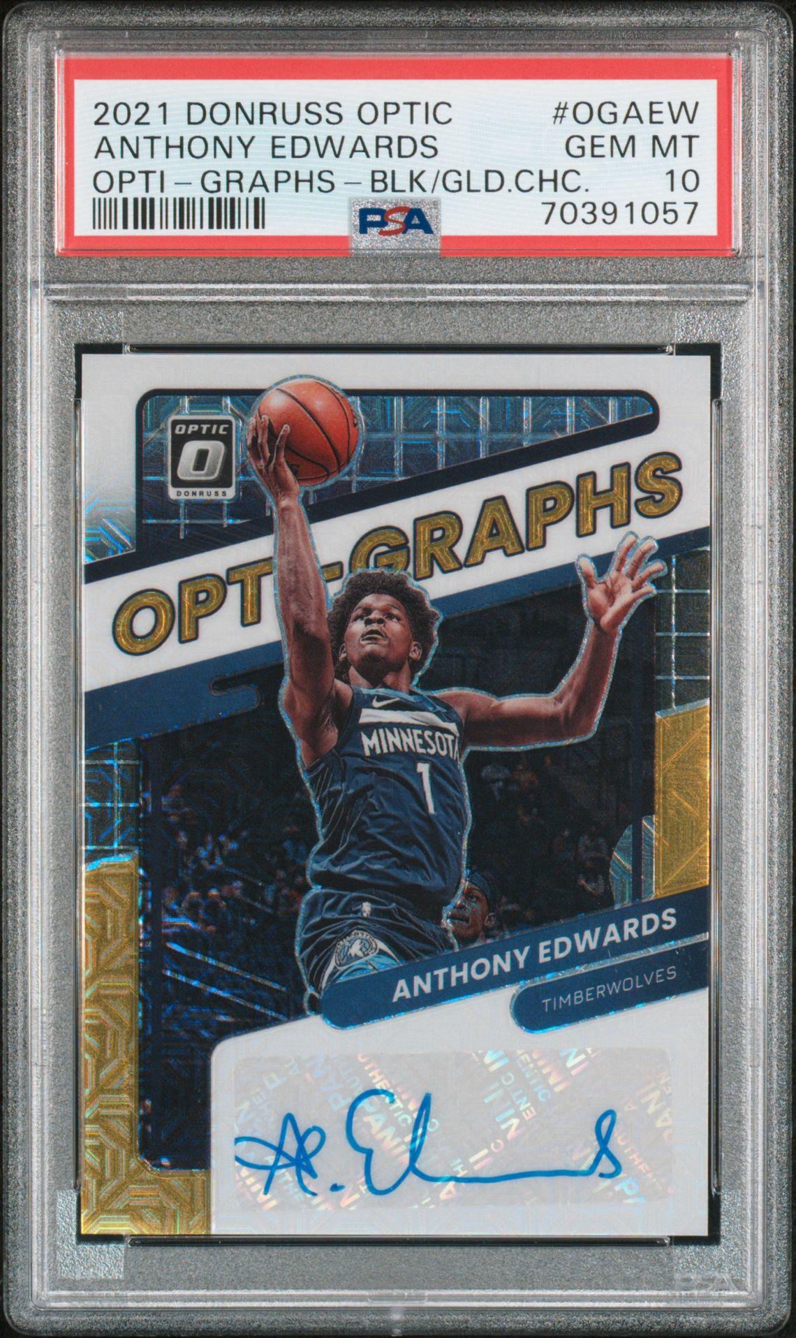 2021 Panini PANINI DONRUSS OPTIC OPTI-GRAPHS GRAPHS-BLK/GLD.CHC. #OGAEW Anthony Edwards front