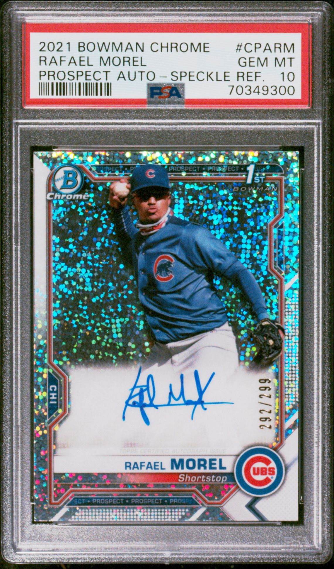 2021 Bowman BOWMAN CHROME PROSPECT AUTOGRAPHS SPECKLE REF. #CPARM Rafael Morel front