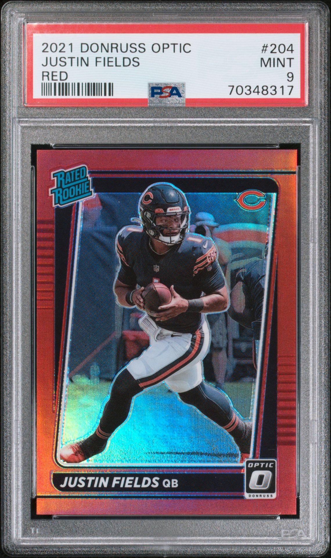 2021 Panini Donruss Optic Justin Fields #204 (Red) Mint 9 front