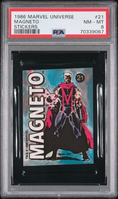 1986 Marvel Universe Stickers #21 Magneto front