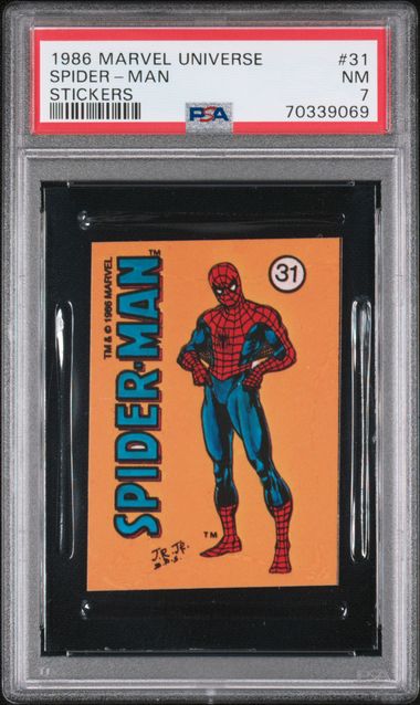 1986 Marvel COMIC IMAGES MARVEL UNIVERSE STICKERS #31 Spider-Man front