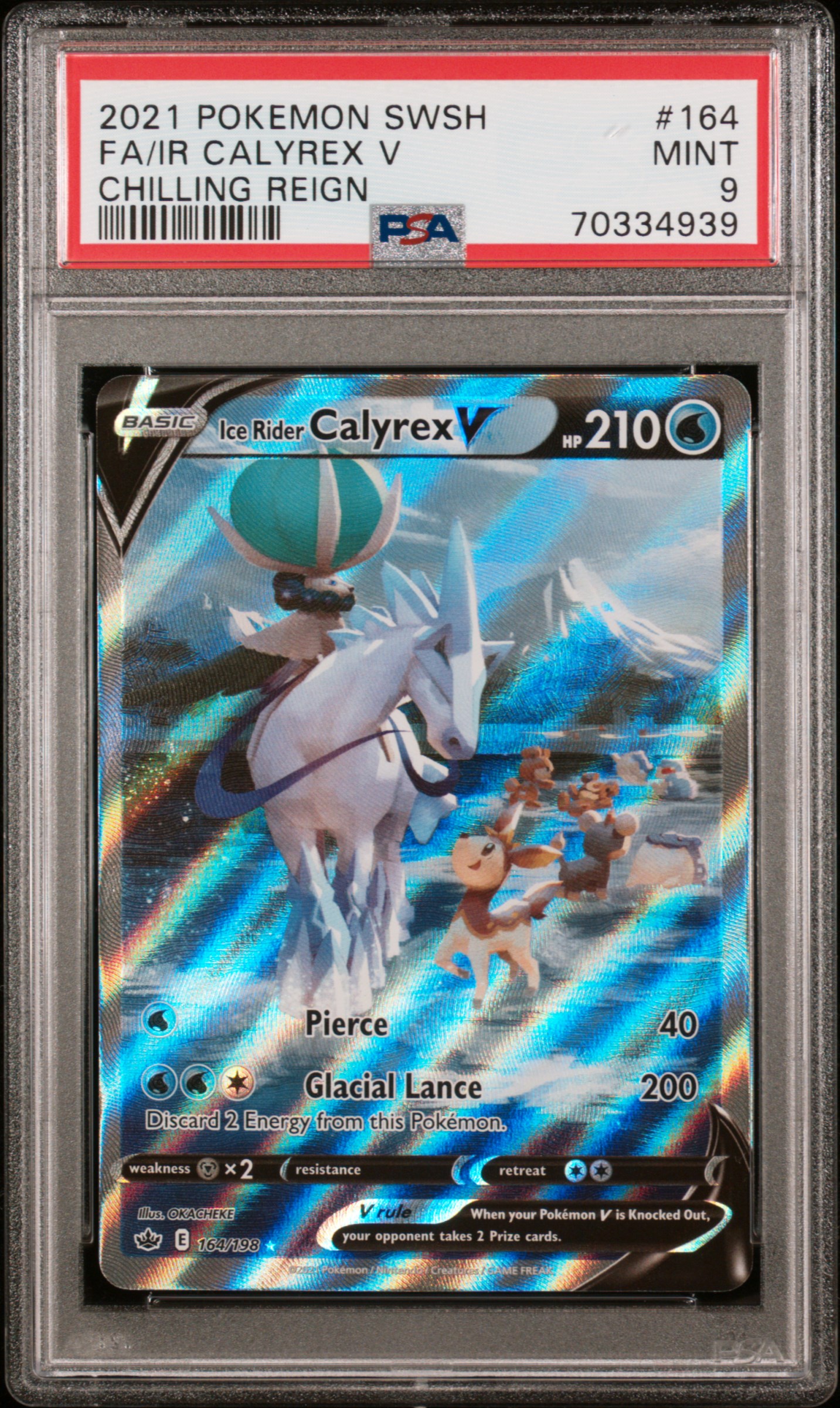 2021 #164 Full Art/Ice Rider Calyrex V PSA 9 Sword & Shield Chilling Reign