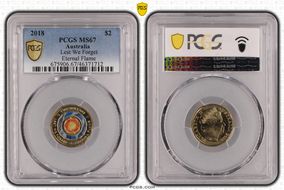 2018 $2 Lest We Forget Eternal Flame Colorized MS67