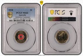 2018 $2 Armistice Centenary Colorized MS66