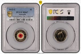 2022-C $2 Remembrance Day Colorized MS67