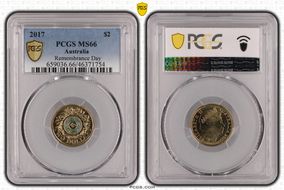 2017 $2 Remembrance Day Colorized MS66
